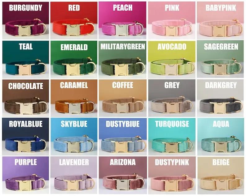 Customize Multiple Colors Velvet Personality Dog Collar Leash Set With Bow MaxNova